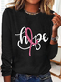 Breast Cancer Hope Ribbon Casual Long Sleeve Shirt