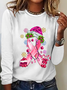 Pink Christmas Breast Cancer Casual Long Sleeve Shirt