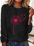 Dandelion Breast Cancer Never Giver Up Casual Long Sleeve Shirt