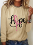 Breast Cancer Hope Ribbon Casual Long Sleeve Shirt