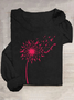 Dandelion Breast Cancer Never Giver Up Casual Long Sleeve Shirt