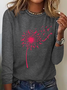 Dandelion Breast Cancer Never Giver Up Casual Long Sleeve Shirt