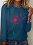 Dandelion Breast Cancer Never Giver Up Casual Long Sleeve Shirt