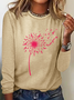 Dandelion Breast Cancer Never Giver Up Casual Long Sleeve Shirt