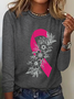 Breast Cancer Pink Ribbon Cancer Casual Long Sleeve Shirt