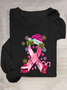 Pink Christmas Breast Cancer Casual Long Sleeve Shirt