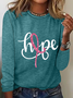 Breast Cancer Hope Ribbon Casual Long Sleeve Shirt