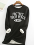 Protect Your Peace Casual Fluff Fleece Fabric Sweatshirt