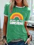 Vintage Bring On The Sunshine Rainbow Letter Printed Plus Size Short Sleeve Casual Top