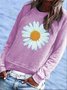 Women Sunflower Printed Cotton-Blend Crew Neck Casual Top & Sweatshirt