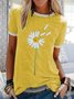 Daisy Printed Round Neck Casual Short-Sleeved T-shirt Tee