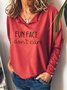 Fun Fact I Don't Care Solid Color Loose V Neck Sweatshirt