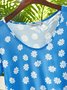 Women Flower Printed Casual Short Sleeve T-shirt Top