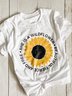 Sunflower Print Letter Tee Short Sleeve White Summer T-shirt
