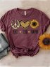 Peace Love Sunshine Letter Printed Casual O-Neck T-shirt & Top