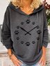 Women's casual dog paw print hooded Sweatshirts