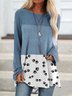 Women's Dog Paw Print Color Block Casual Top