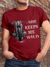 Couple Motorcycle She Keeps Me Wild Graphic Men's Short Sleeve T-shirt