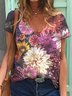 Floral print V-neck T-shirt
