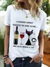 A Woman Cannot Survive on Wine Alone Graphic Short Sleeve Ringer Tee