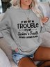 If We Get In Trouble It's My Sisters Fault Women’s Cotton-Blend Casual Crew Neck Long Sleeve Sweatshirts