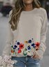 Colorful Flowers Woemen's Cotton-Blend Long Sleeve Shift Sweatshirt