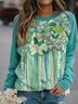 Watercolor Butterfly Graphic Contrast Color Casual Sweatshirts