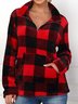 Women Checked Plaid Shacket Coat Jacket with Pocket for Fall Winter