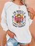 Hippie  Print Round Neck Long Sleeve Sweatershirt