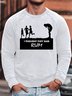 Funny text pattern printed round neck long-sleeved sweatshirt