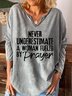 Never Underestimate A Woman Fueled By Prayer Women's V-neck Long Sleeve Top