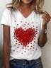 Love V Neck Casual Loosen Short Sleeve T-shirt