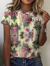 Vintage Floral Print Short Sleeve T-Shirt