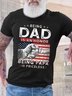 Men's American Flag Being Dad Is An Being Papa Casual Crew Neck Short Sleeve T-shirt