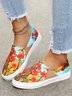 Abstract Oil Painting Floral Print Street Statement Canvas Flats
