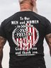 American Flag God Bless You And Thank You Cotton Vintage Crew Neck T-Shirt
