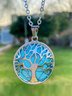 Ethnic Retro Geometric Round Tree of Life Turquoise Necklace