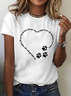 Women Funny Pet Remembrance Heart Cotton Loose Animal T-Shirt