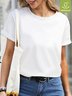 Women Plain  Waterproof Oilproof And Stainproof Fabric Crew Neck Loose T-Shirt