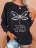 Women Dragonfly Text Letters Crew Neck Cotton Sweatshirts