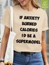 Womens Funny Letter Crew Neck Casual T-Shirt