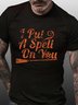 Men Halloween Brooms Letters Casual Cotton T-Shirt