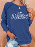 Women Retired Crew Neck Casual Text Letters Sweatshirts