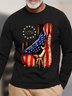 Men American Flag Star Casual T-Shirt