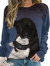 Womens Black White Cat Casual Sweatshirts