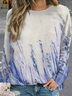 Women Large Format Flowers Texture Pattern Crew Neck Raglan Sleeve Casual Abstract Sweatshirts