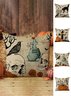 Casual Halloween Pumpkin Skull Print Cotton Linen Pillow 45*45