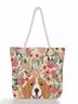 Happy Dog Printed Flower Shopping Totes