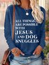 Women All Things Are Possible with Jesus Simple Long Sleeve Tops