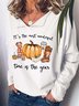 Women Wonderful Time Of The Year Pumpkin Light Casual Regular Fit Halloween Sweatshirts